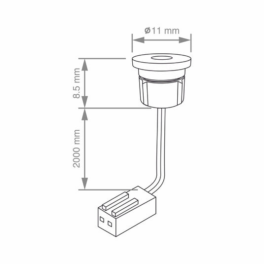 Drawing of an LED plinth light with measurements