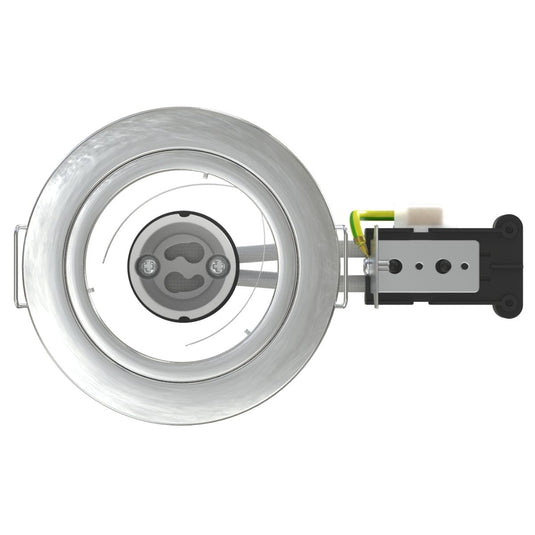 top shot of a polished chrome GU10 LED downlight