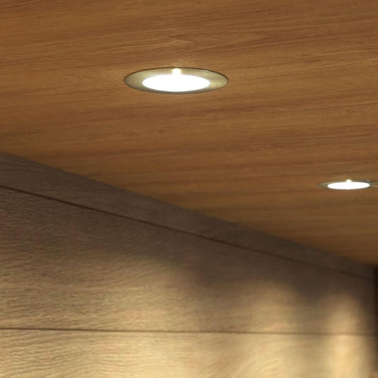 recessed under cabinet lights with warm white light