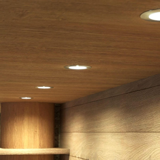 mounted recessed under cabinet lights with warm white light