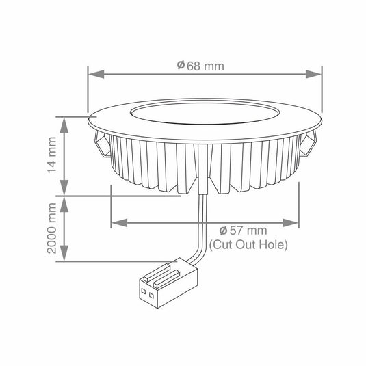 diagram of a recessed under cabinet light with dimensions