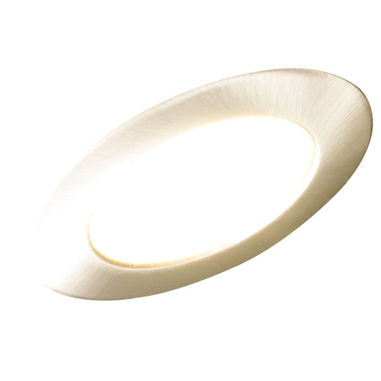 recessed under cabinet light in brushed chrome with warm white light