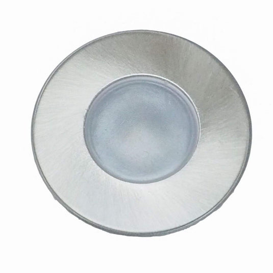 round LED plinth light in brushed chrome