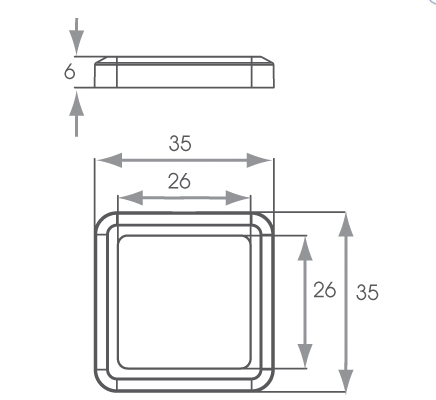 diagram of a square LED plinth light with dimensions