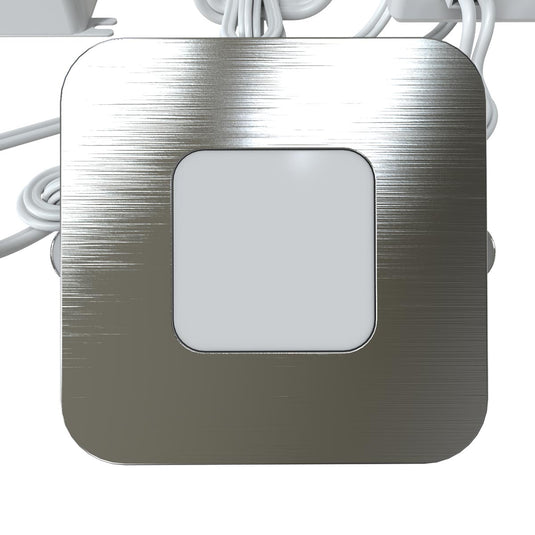 LED plinth light in brushed chrome with wires