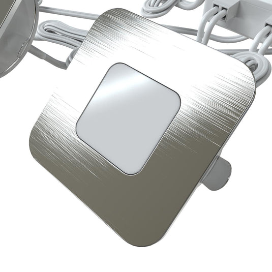 Side view of an LED plinth light with wires