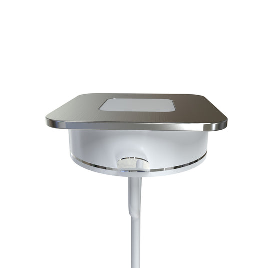 LED plinth light in brush chrome with white cable