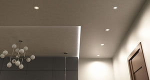 Ceiling with LED downlights in natural white light