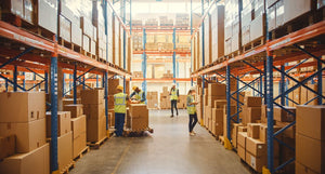 warehouse with working people