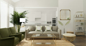 Living room with green accent chairs