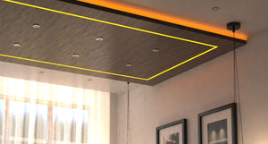 ceiling with orange strip light