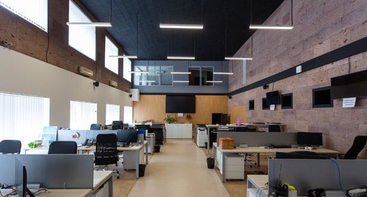 office with suspended LED battens