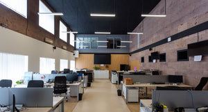 office with suspended LED battens