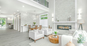 open concept with white ceilings