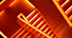 stairs with red strip lights