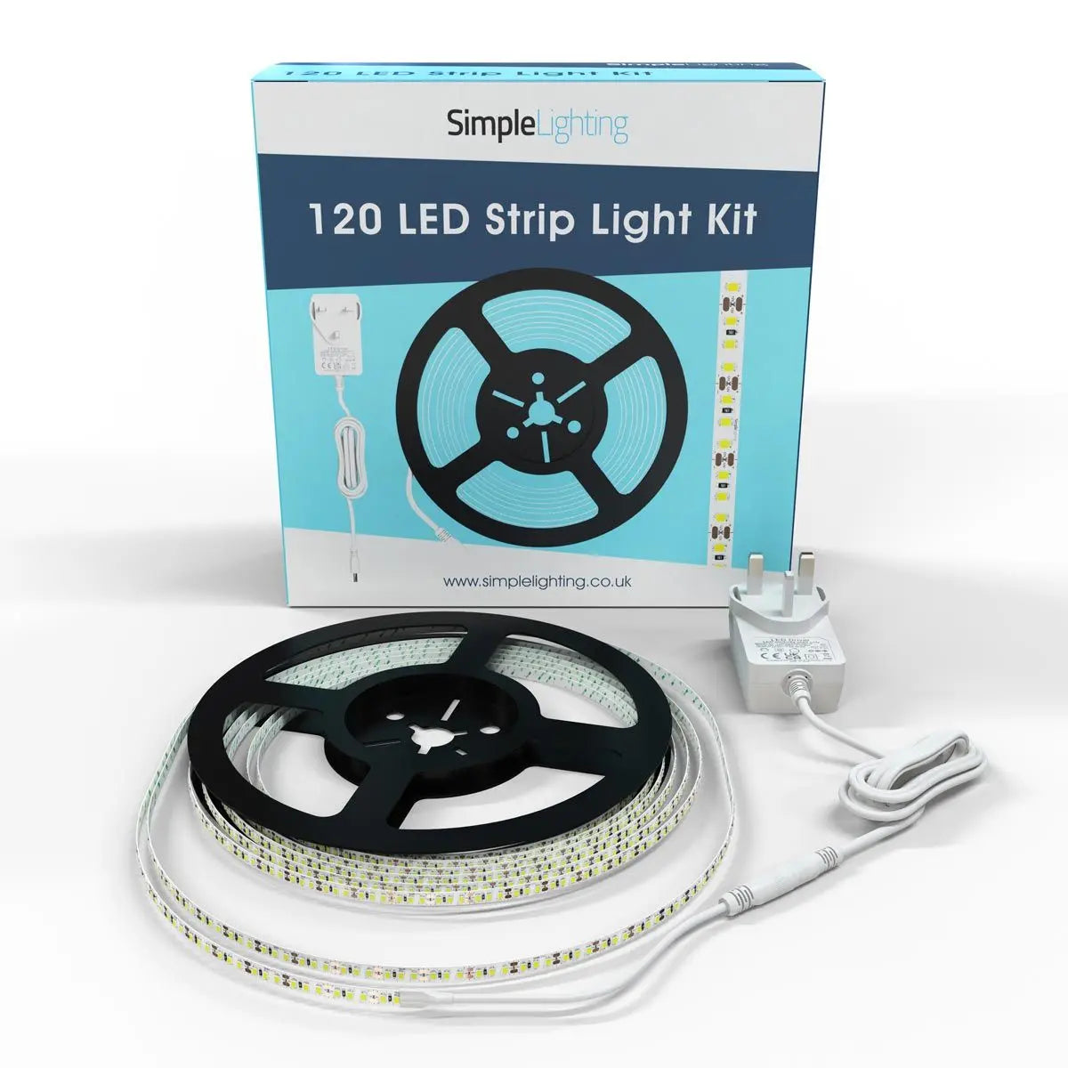 5m 120 LED Strip Light Kit with Plug-In Power Supply - Cool, Natural,