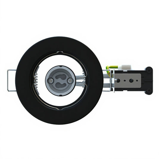 Matt black fixed GU10 downlight, angle 4