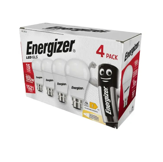 Pack of 4, Energizer 13.5w B22 Bayonet LED Bulbs