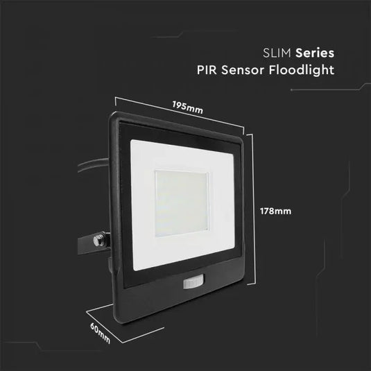 50w LED Flood Light slimline with dimensions