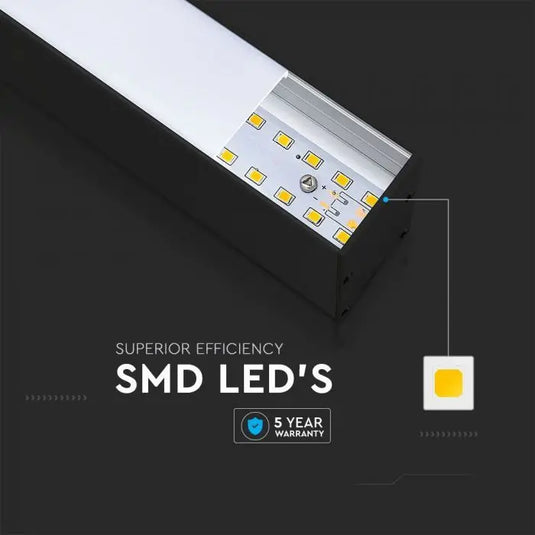 LED Linear Suspension Light, Samsung Chips - Black Finish With SMD LEDs