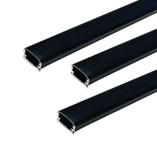 Pack of 3 Surface Mounted Black Aluminium Profiles