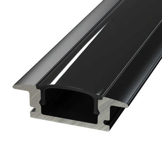 Black Aluminium Profile, Recessed Without end caps close up shot