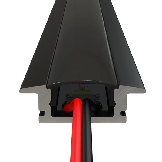 Black Aluminium Profiles, Recessed With Cover and End Caps wired LED strip