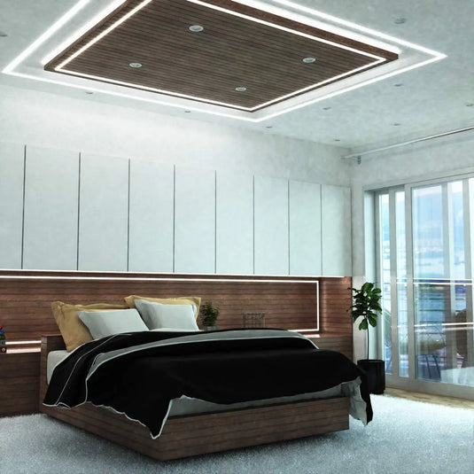 Black Aluminium Surface Mounted Profiles bedroom setting ceiling mounted