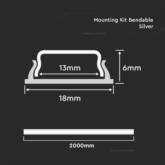 Dimensions of the Bendable LED Aluminium Profile Mounting Kit