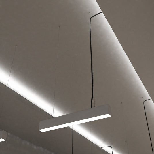 2FT (60cm) LED Linear Light – CCT Selectable, Surface or Suspended Mount, White Finish - Suspended - Natural White