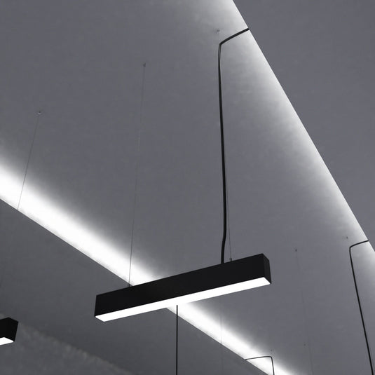2FT (60cm) LED Linear Light – CCT Selectable, Surface or Suspended Mount, Black Finish - Suspended - Cool White