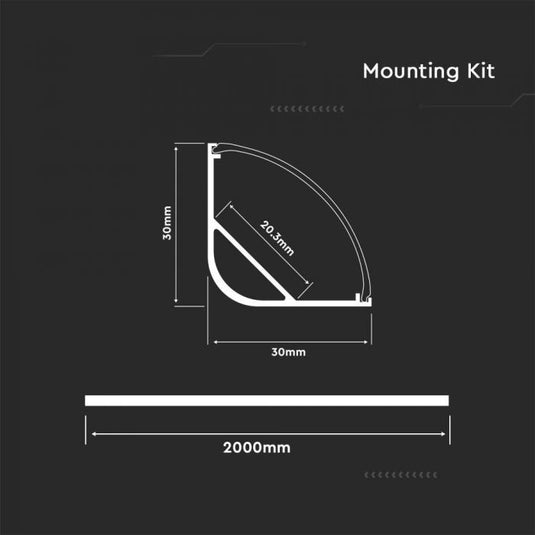 Diagram with the corner profile dimensions