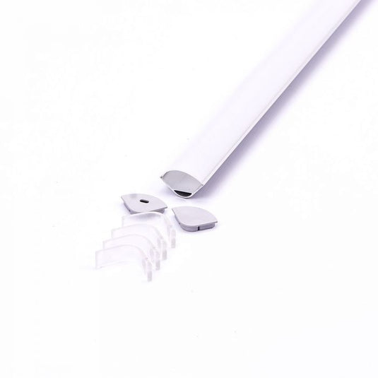 Corner aluminium LED profile with milky diffuser, clips and end caps