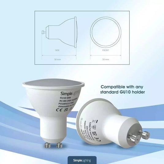 Dimmable GU10 LED Bulb and the dimensions