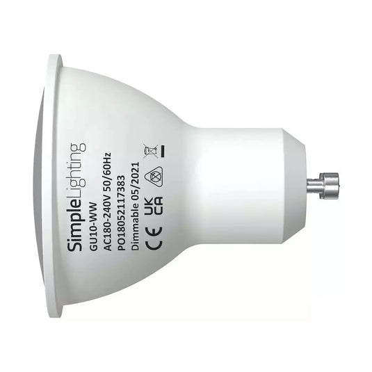 Dimmable GU10 LED Bulb side shot warm white bulb