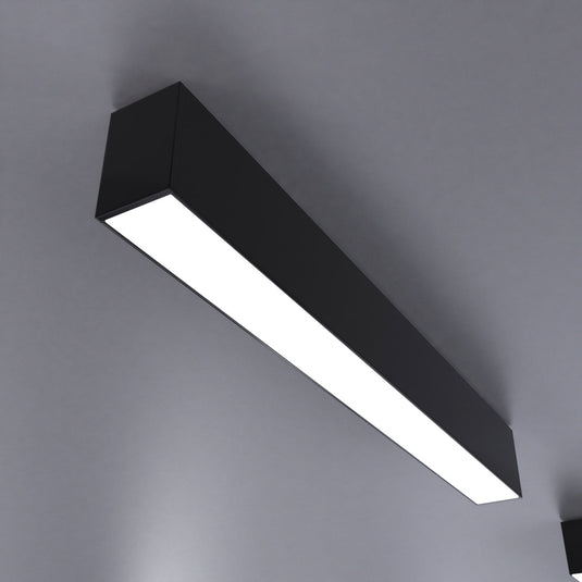 2FT (60cm) LED Linear Light – CCT Selectable, Surface or Suspended Mount, Black Finish - Surface - Cool White