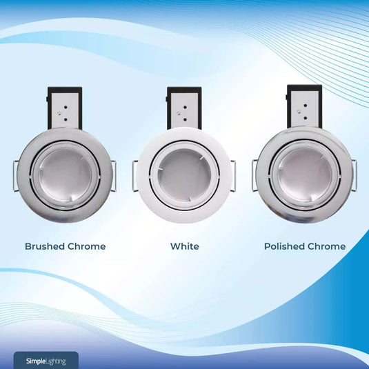 Die-Cast, Tilt, Fire Rated, LED, Dimmable Downlight different bezels