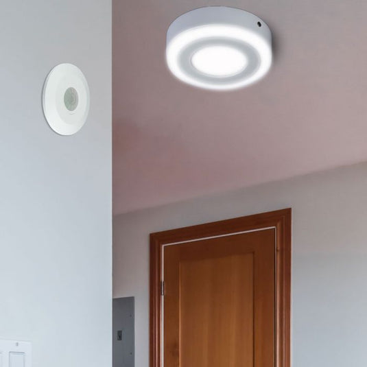 White slimline PIR sensor mounted in place