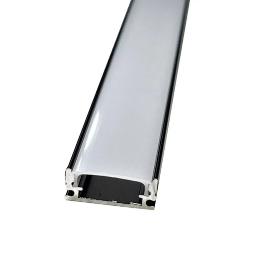 LED Profile, Black Slimline With Diffuser with Bracket without end caps view