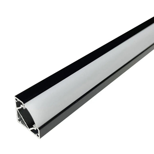 Black, Corner Aluminium Profile, With Frosted Diffuser