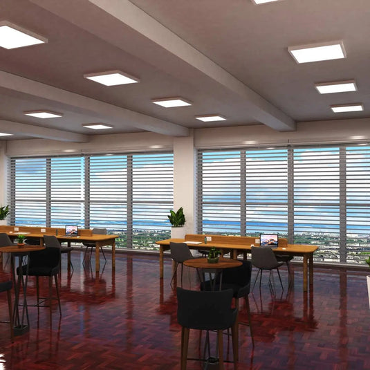 work room with 600x600mm surface-mounted LED panels