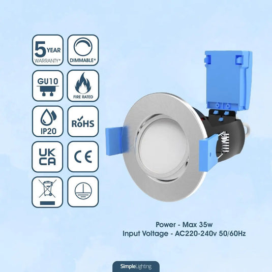 Tilt, Fire Rated GU10 Downlight key features