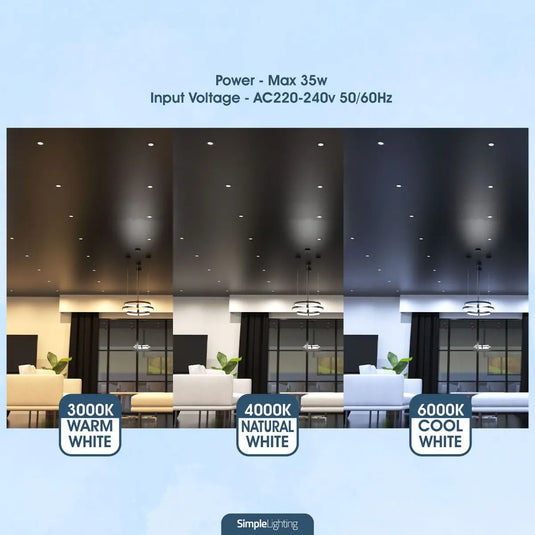 Tilt, Fire Rated GU10 Downlight temperature setting