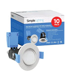 Pack of 10 Die-Cast GU10 Tilt Fire Rated Downlights with a White Finish