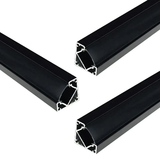 Pack of 3 Corner 48 Degree Black Aluminium Profiles