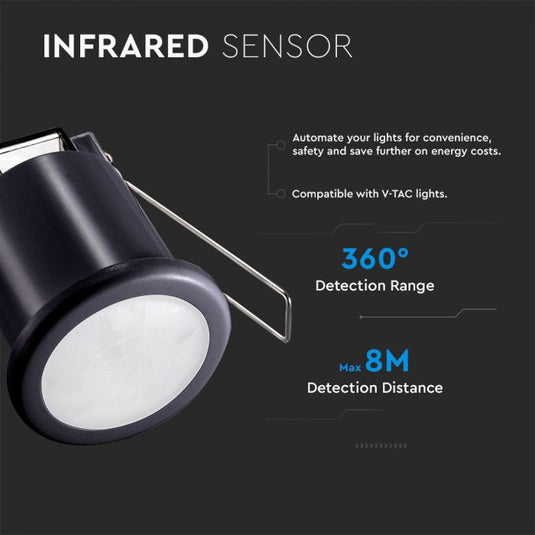 Recessed PIR sensor with detection range details