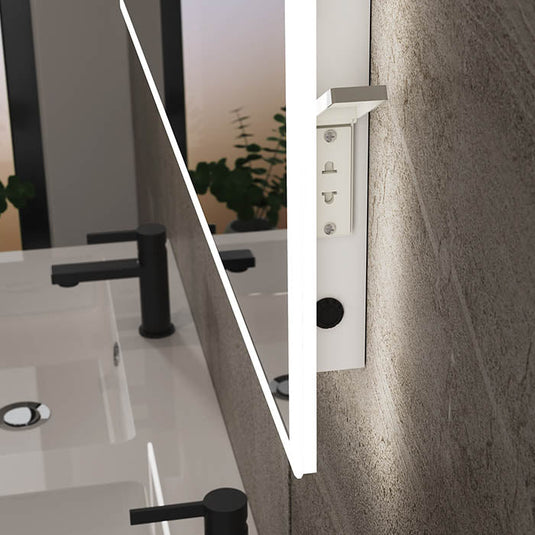 Close-up of the Glimmer Pro mirror edge with shaver socket