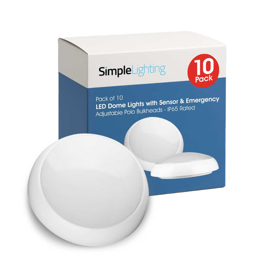 Pack of 10 LED dome lights with sensor and emergency backup