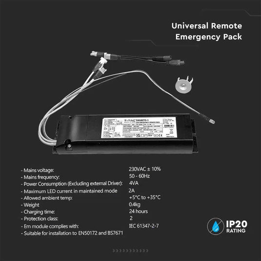 LED emergency kit with technical details
