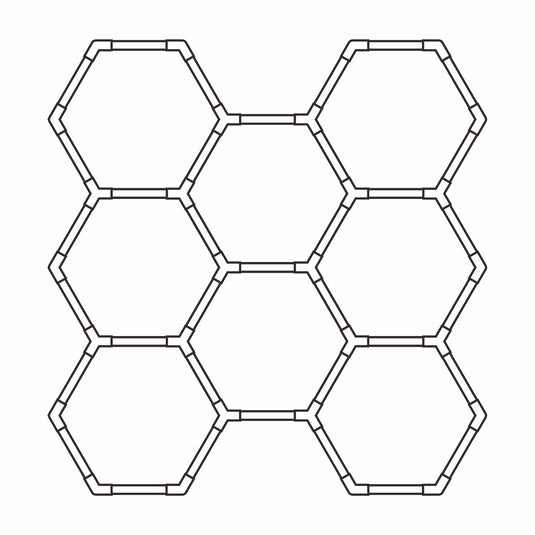 Line drawing of the 8 hexagon layout